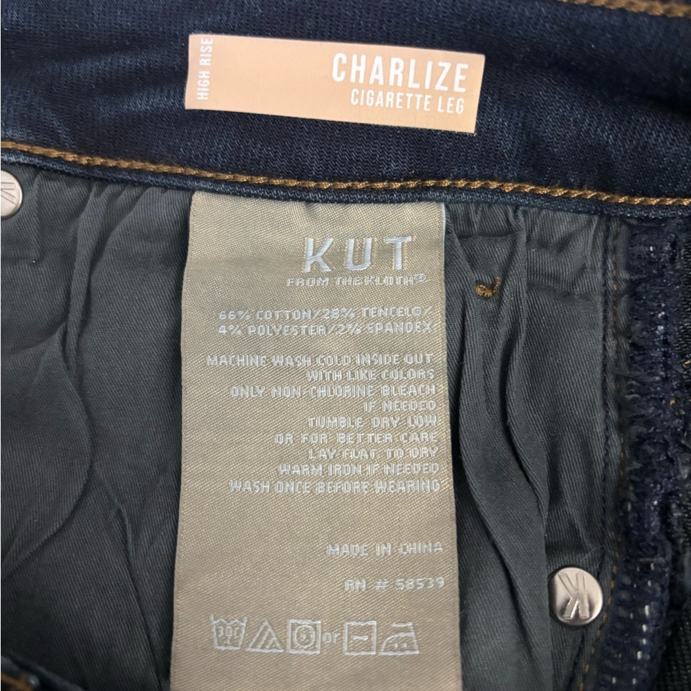 Kut From The Kloth Jeans Womens 10 Dark Rinse Charlize High Rise Cigarette Leg - Picture 4 of 9